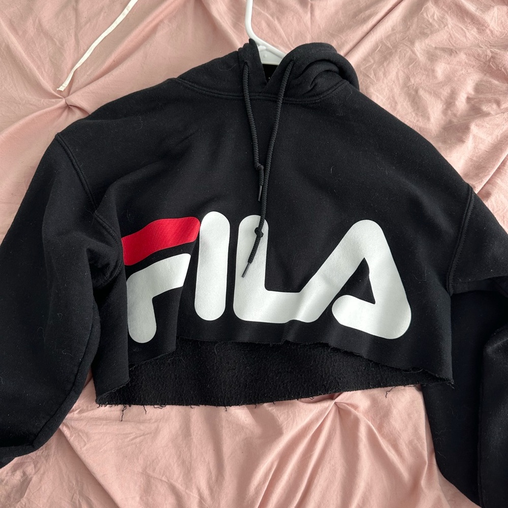 Fila Black Graphic Cropped Sweatshirt